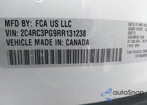 2024 Chrysler Pacifica Pinnacle Awd from USA, damaged, VIN 2C4RC3PG9RR131238